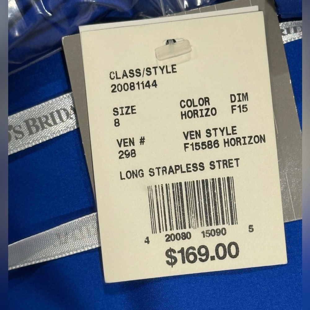 David's Bridal womens Royal Blue Strapless Maxi Dress Size 8 - Picture 13 of 14